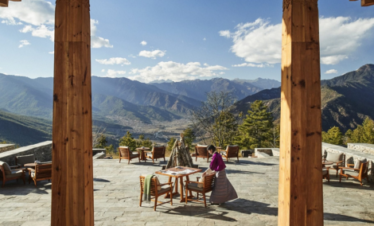 Sunny morning with beautiful mountain view Bhutan